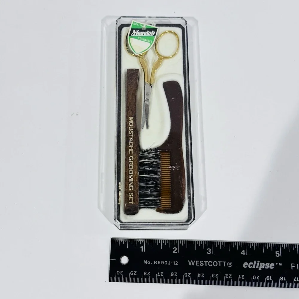 Vintage Niegeloh West Germany Mustache Grooming Set In Original Box‎ - Read